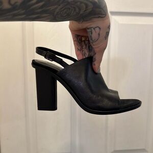 Alexander Wang Black Leather Slingback Block Heel Sandals